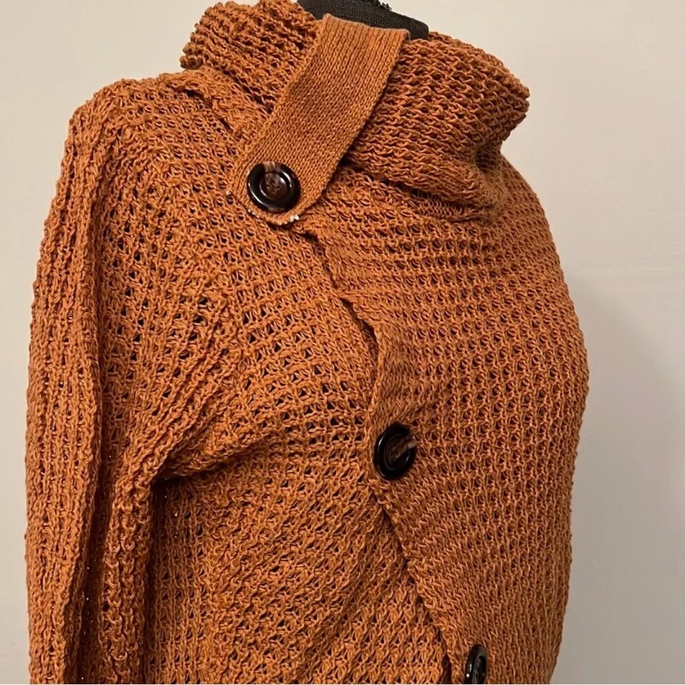 Cozy Brown Asymmetrical Button Sweater - Picture 2 of 7